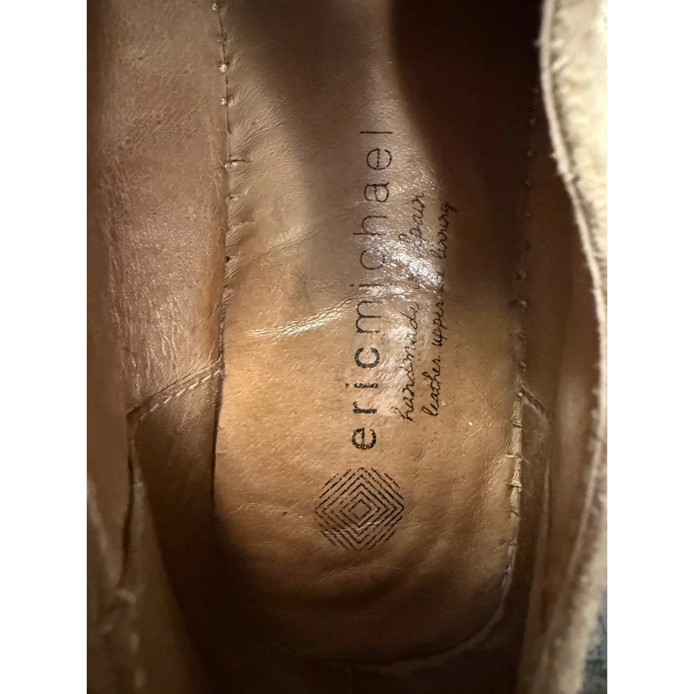 Eric Michael Espadrille‎ Flats Women 41 Tan Metallic Suede Zip Spain